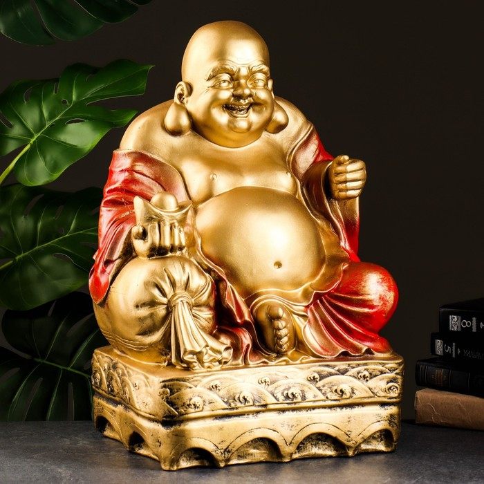 Копилка Копилка "Хотей сидя большой" бронза, красный, 32х25х51см