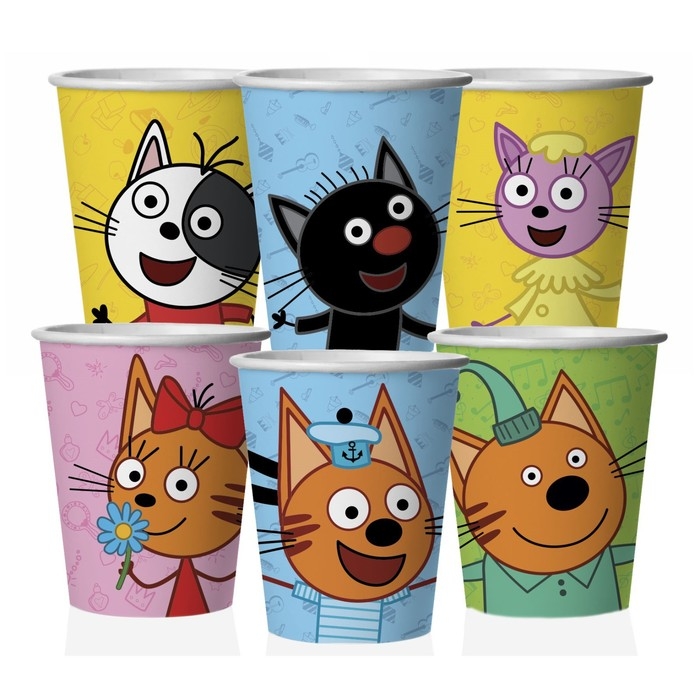 Стакан бумажный «Три кота», в наборе 6 шт., 250 мл Стакан бумажный «Три кота», в наборе 6 шт., 250 мл
