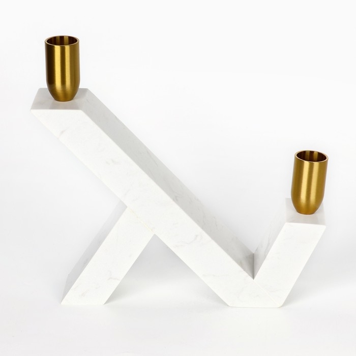Подсвечник латунь, мрамор «Грани» 22 х 20 х 5 см