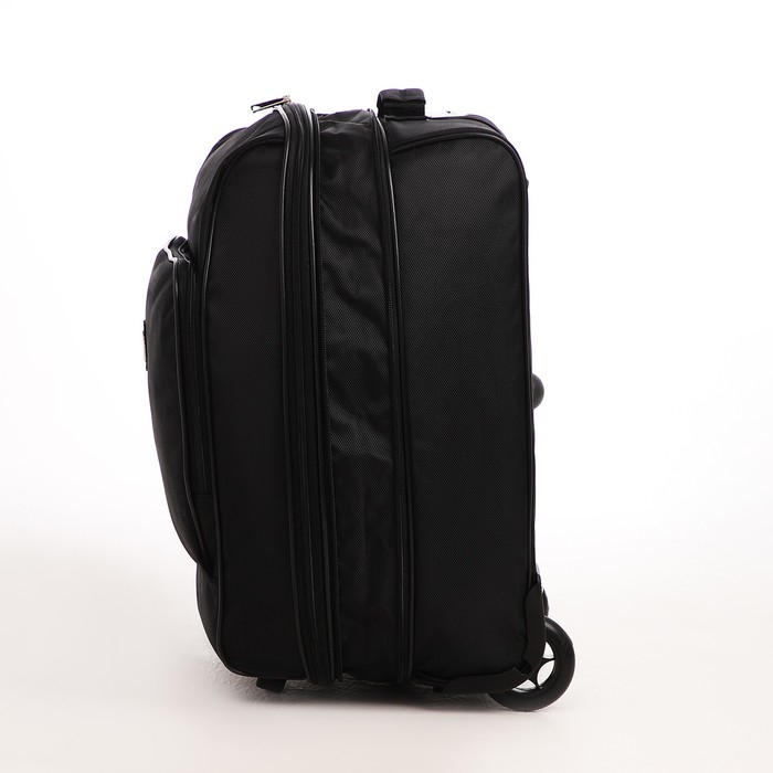 Чемодан малый 52 л (S), «Фабрика КАРТЕКС», отдел на молнии, с расширением, наружный карман, 2 колеса, цвет чёрный Чемодан малый 52 л (S), «Фабрика КАРТЕКС», отдел на молнии, с расширением, наружный карман, 2 колеса, цвет чёрный