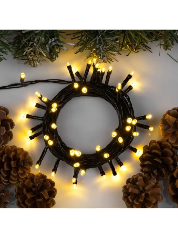 Гирлянда &laquo;Нить&raquo; 5 м, IP20, тёмная нить, 50 LED, 8 режимов, 220 В, свечение тёплое белое