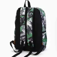 Рюкзак школьный на молнии, с карманами, с абстрактным принтом, размер 30&times;13&times;42 см, зелёный