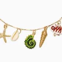 Колье "Летний вайб" морской мир, цветное в золоте