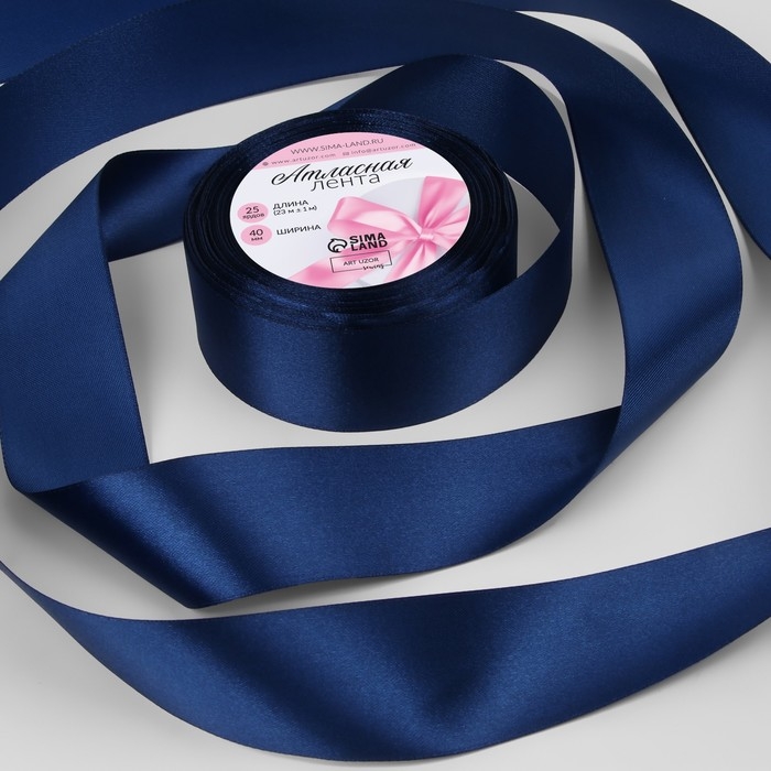 Лента атласная, 40 мм × 23 ± 1 м, цвет тёмно-синий №38 Лента атласная, 40 мм × 23 ± 1 м, цвет тёмно-синий №38