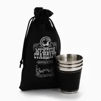 Стопки в чехле &laquo;Мужской стандарт&raquo;: нержавеющая сталь, набор 3 шт.&times;70 мл