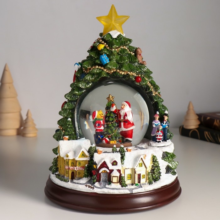 Сувенир полистоун водяной шар музыка, свет Сувенир полистоун водяной шар музыка, свет "Нарядим ёлочку" d=8,5 см 17х17х23,5 см