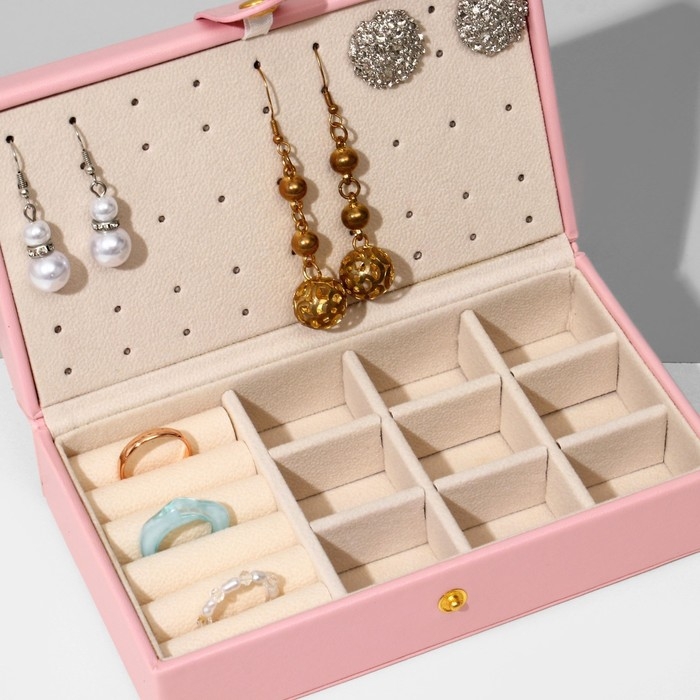Подставка для украшений «Шкатулка» раздвижная, 17×9,5×6, цвет розовый Подставка для украшений «Шкатулка» раздвижная, 17×9,5×6, цвет розовый