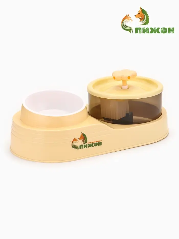 Фонтан для животных с миской, 34×17.5×11.5 см, бежевый Фонтан для животных с миской, 34×17.5×11.5 см, бежевый