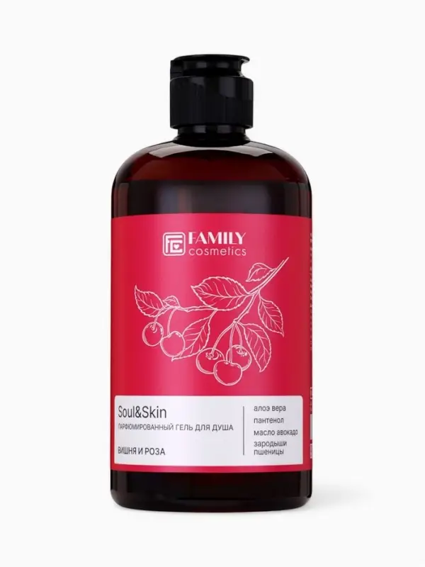 Гель для душа парфюмированный Soul&Skin вишня и роза, 470 мл