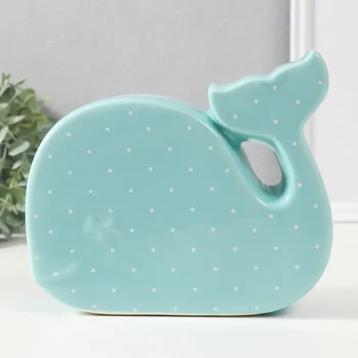 Копилка для денег &laquo;Китёнок в горох&raquo;, керамика, зелёный, 21.5&times;5.2&times;18.2 см