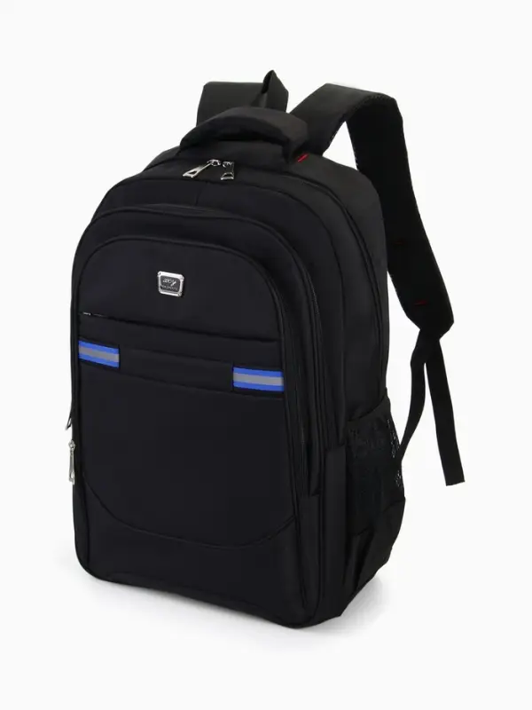 Рюкзак молодёжный, с светоотражающими элементами, 2 отдела, 4 кармана, 37&times;17&times;54 см, чёрный