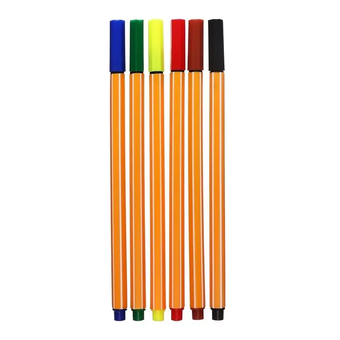 Набор капиллярных ручек, 6 цветов, узел 0.4 мм, МИКС