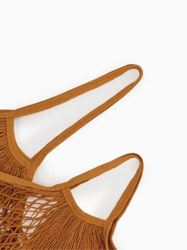 Набор 2 шт.: сумка-авоська плетёная, клетка 1.5 см, рыжая