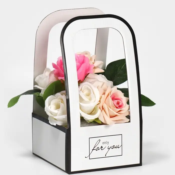 Коробка-переноска для цветов &laquo;For you&raquo;, 12&times;12&times;22 см