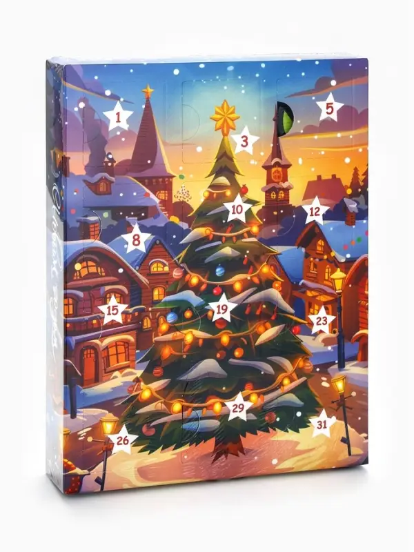 Адвент календарь новогодний с мёдом «С Новым Годом», облепиха, кедровые орешки, малина, цитрус, клубника Адвент календарь новогодний с мёдом «С Новым Годом», облепиха, кедровые орешки, малина, цитрус, клубника