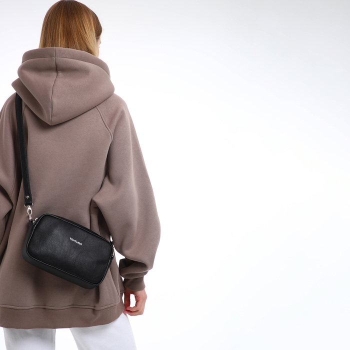 Сумка женская через плечо TEXTURA, маленький размер, цвет чёрный Сумка женская через плечо TEXTURA, маленький размер, цвет чёрный