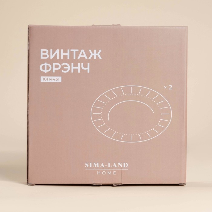 Набор фарфоровых тарелок SL Home «Винтаж фрэнч», d=22,5 см, цвет белый