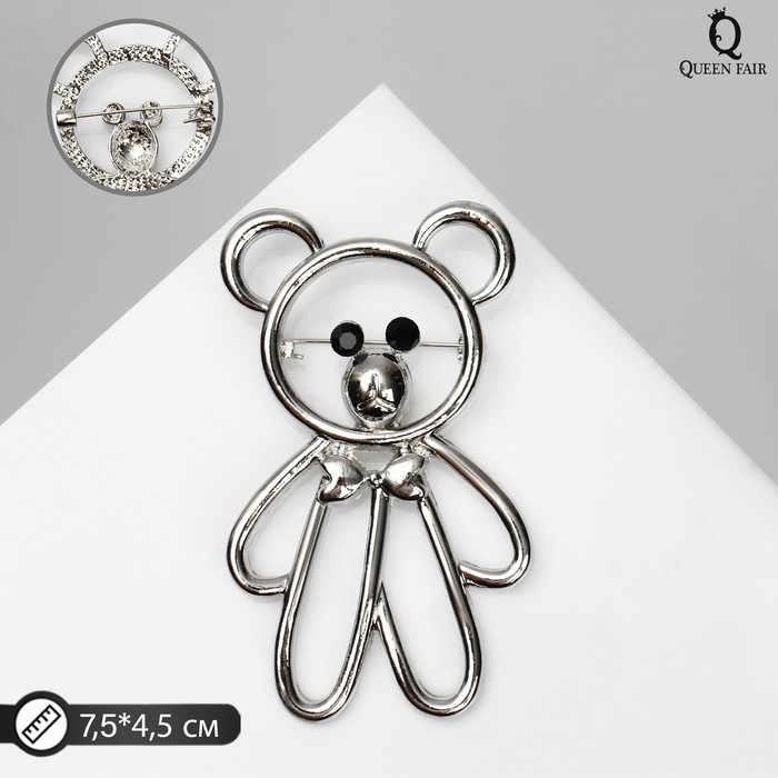 Брошь «Медвежонок» игрушечный, цвет чёрный в серебре Брошь «Медвежонок» игрушечный, цвет чёрный в серебре