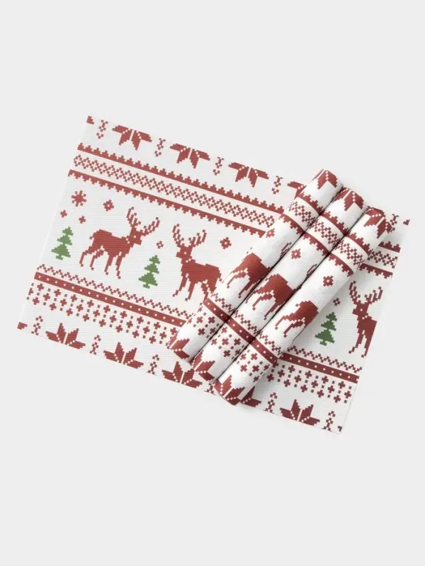 Салфетки сервировочные на стол Доляна &laquo;Новый Год&raquo;, 4 шт., 45&times;30 см, белые