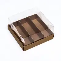 Кондитерская коробка складная под 3 эклера, крафт, 13.5×13.5×7 см