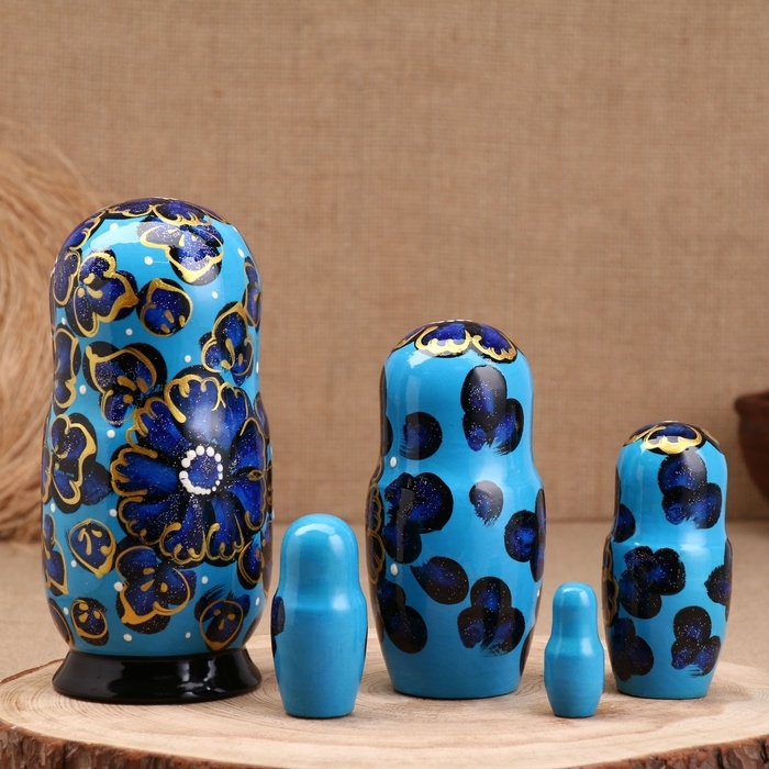 Матрёшка  Матрёшка "Ромашка", синяя, 5-кукольная, 19 см