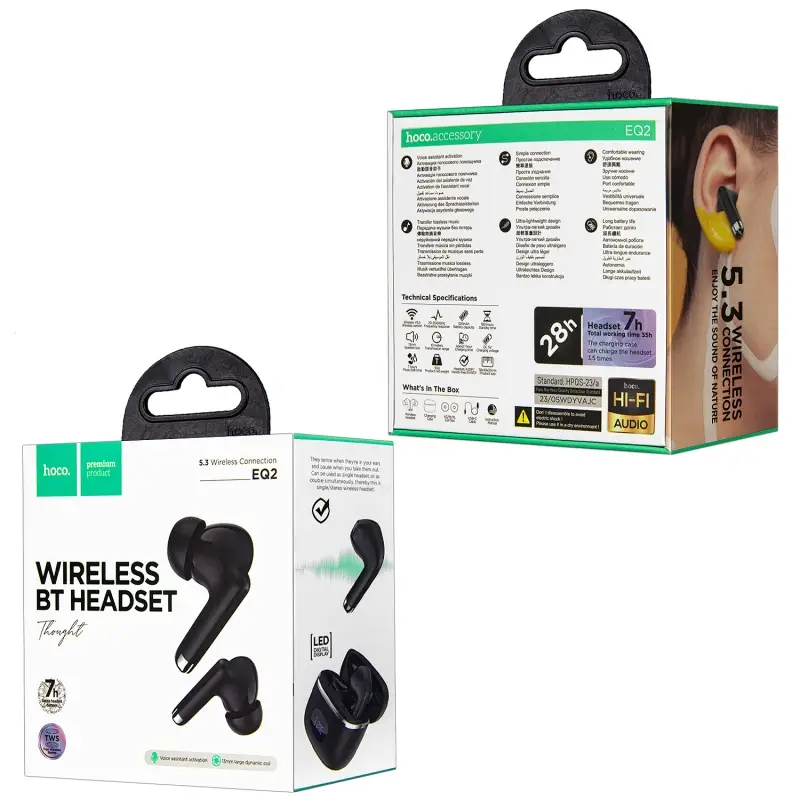 Гарнитура Wireless Headset EQ2 HOCO черная