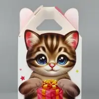 Подарочная коробка, упаковка &laquo;Котик&raquo; 10&times;10&times;10 см