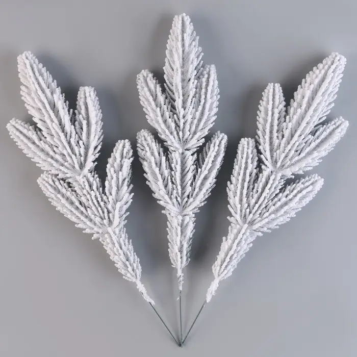 Литая веточка, голубая, заснеженная, набор 3 шт.