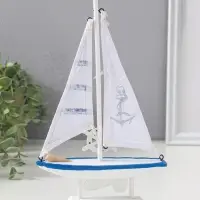 Сувенир дерево "Парусник с якорем на парусе" бело-синий 16,5х4,5х27,5 см