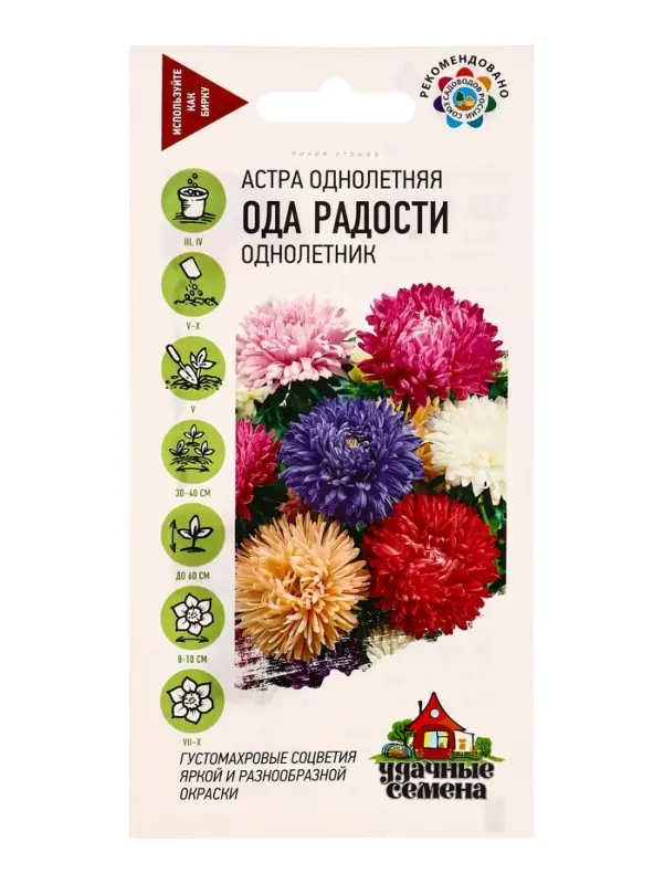 Семена цветов Астра Ода радости, однолетняя (смесь) 0,3 г Уд. с.