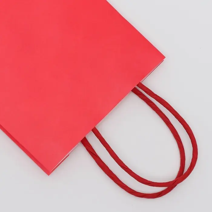 Пакет крафт коралловый, круглая ручка, 15×12×6 см, 120 г