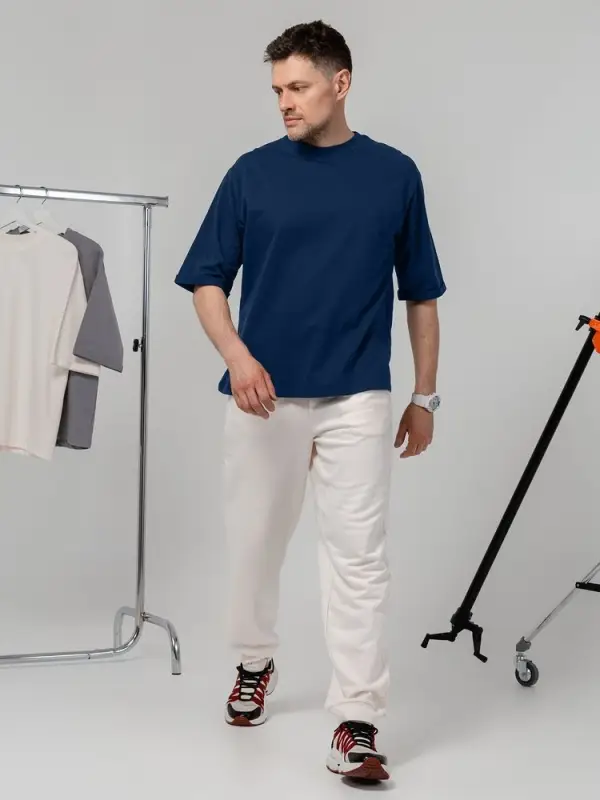 Футболка оверсайз унисекс Kosmos 2.0, темно-синяя, размер XS/S