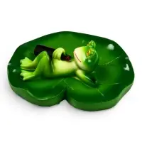 Садовая фигура 10 х 11 х 6 см  водоплавающая  "Лягушка на отдыхе"
