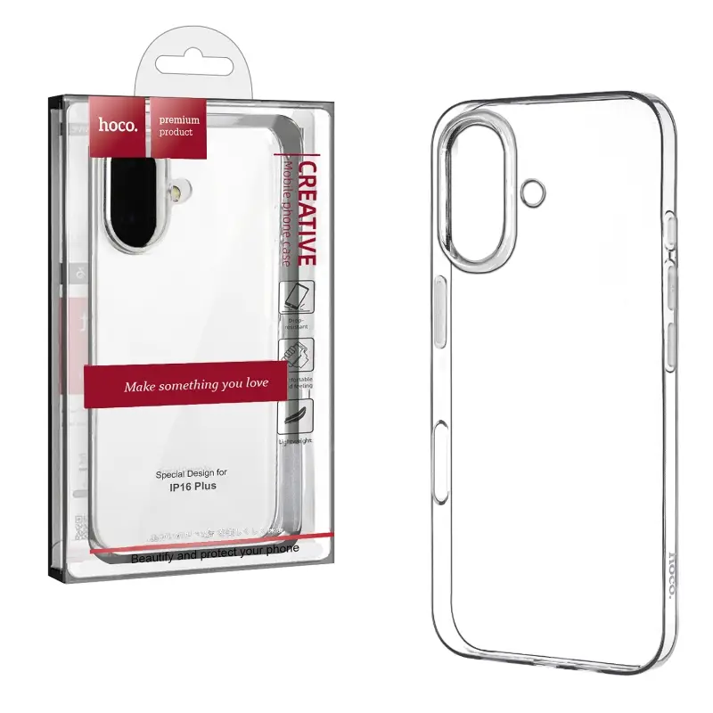 Чехол iPh 16 Plus Hoco TPU прозрачный