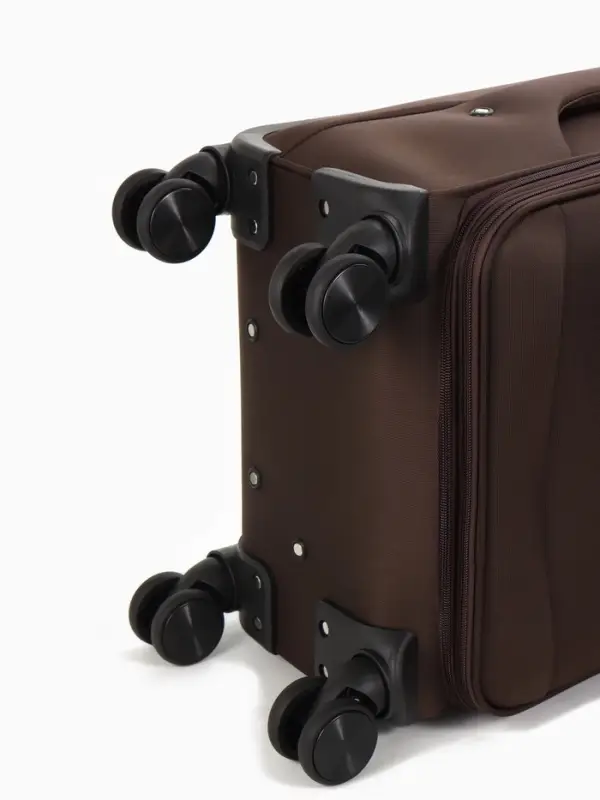Чемодан на колёсах TEXTURA, текстильный, кодовый замок, с увеличением, 36&times;25&times;58 см, 20", коричневый