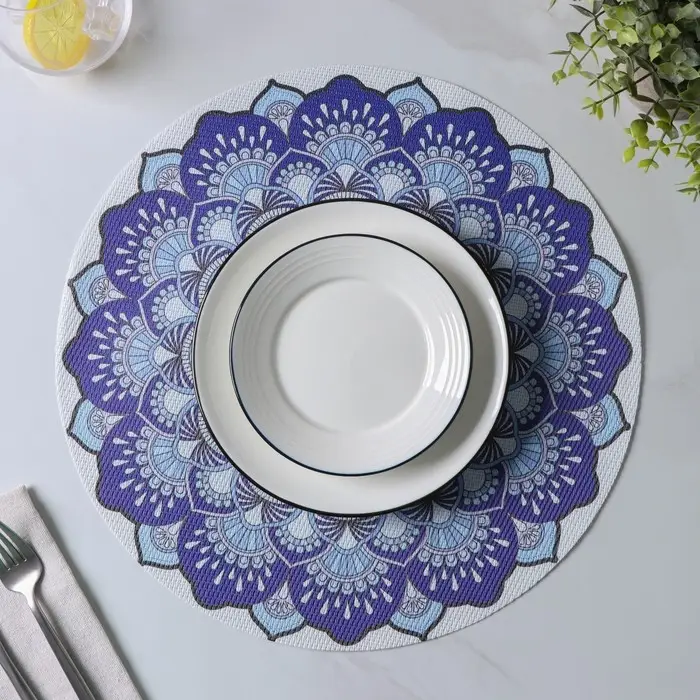 Салфетки сервировочные на стол Доляна &laquo;Силия&raquo;, d=38 см, 4 шт., синие