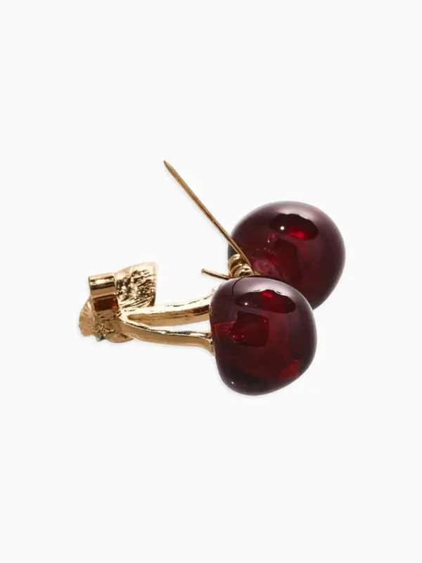 Брошь &laquo;Вишня&raquo;, наливная, бордово-зелёная в золоте