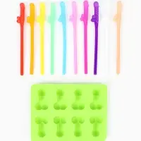 Трубочки для коктейля 18+ 10 шт. с формочкой