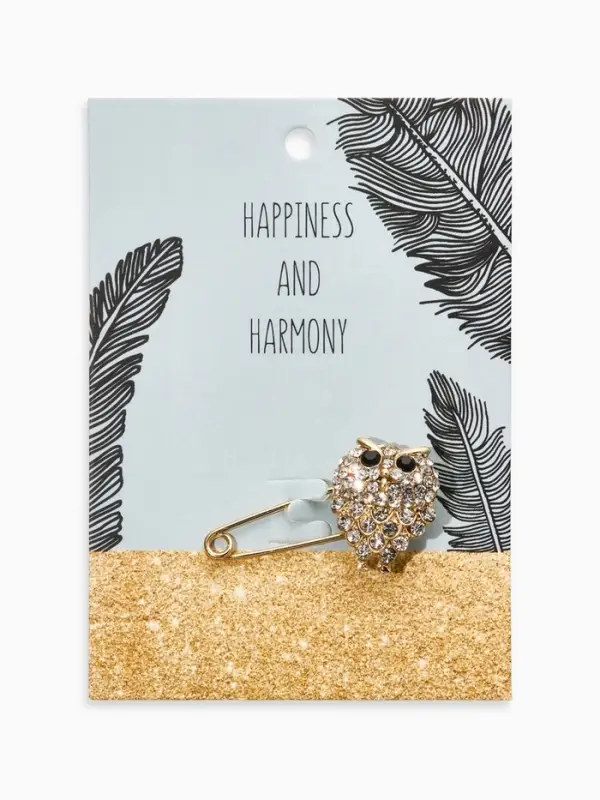 Булавка &laquo;Филин&raquo;, 2.5 см, чёрно-белая в золоте