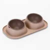 Миска для животных Дубль Мини  0,2 л , Soft-touch,каппучино