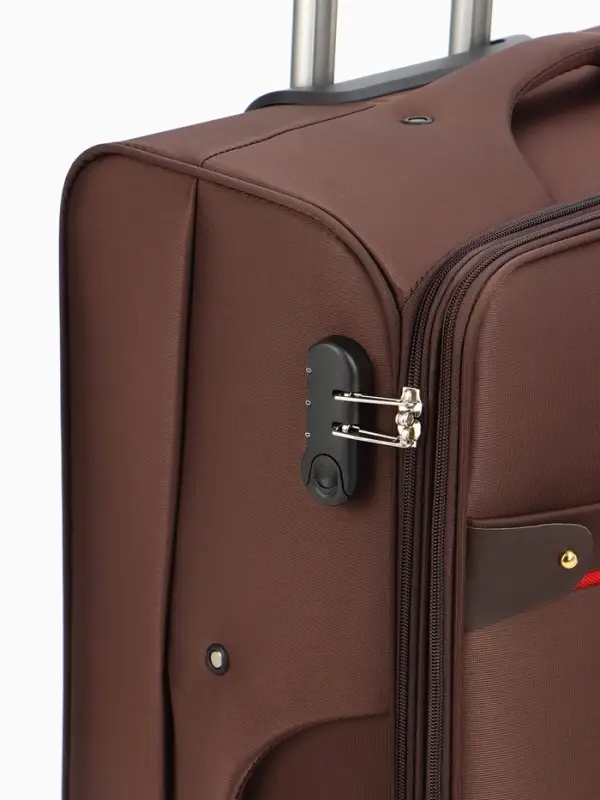 Чемодан на колёсах TEXTURA, кодовый замок, текстильный, с увеличением, 47&times;30&times;78 см, 28", коричневый