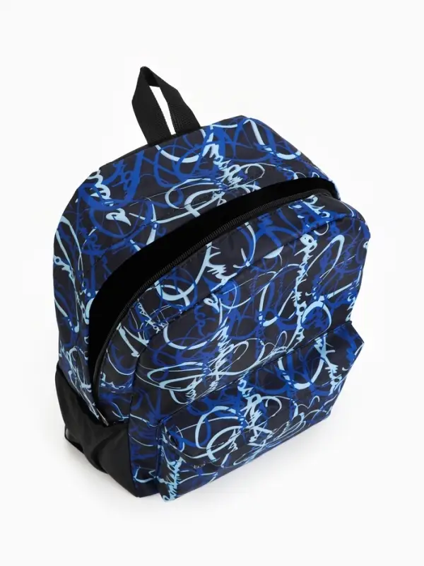 Рюкзак школьный на молнии, с карманами, с надписями, размер 30&times;13&times;42 см, синий