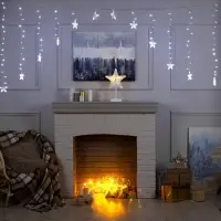 Гирлянда &laquo;Бахрома-арка&raquo; 2.5&times;1.2 м с насадками &laquo;Звёзды&raquo;, IP20, прозрачная нить, 136 LED, свечение белое, 8 режимов, 220 В