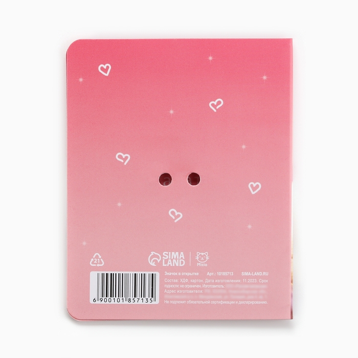 Значок на открытке «Котики», 10 х 8 см Значок на открытке «Котики», 10 х 8 см