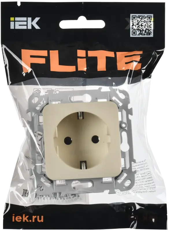 FLITE Розетка с заземлением без защитных шторок безвинтовое крепление 16А РС11-1-ФлСл сливочный IEK