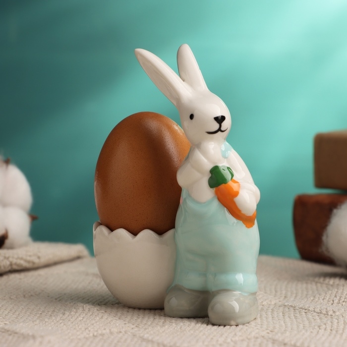 Подставка под яйцо Подставка под яйцо "Кролик с морковкой" 8х5х11см, микс