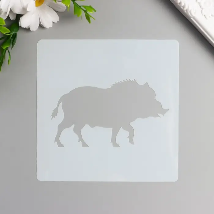 Трафарет пластик  Трафарет пластик "Животные. Кабан" 13х13 см