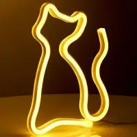 Неоновая вывеска &laquo;Кошка&raquo; 17.2x23.5 см, от батареек ААх3, USB, свечение тёплое белое