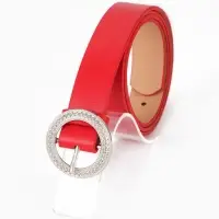 Ремень жен, 06-01-02-01, 3,5*0,3*110 см, без винта, пряжка серебро, 1 прокол, красный