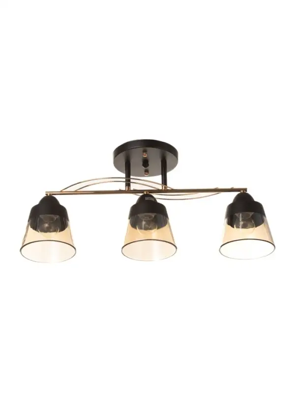 Люстра потолочная BayerLux &laquo;Кансе&raquo;, 3хЕ27, 40 Вт, черно-золотой, 50&times;15&times;23 см